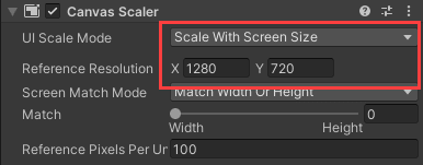 UI Scale ModeとReference Resolutionを設定