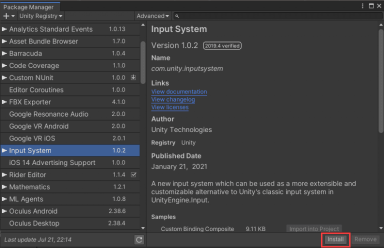 Input Systemをインストールする方法 – Game Programming Lab